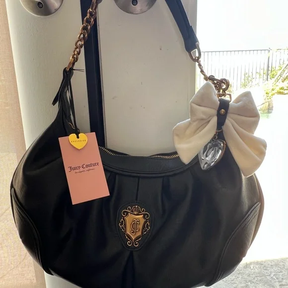 Juicy Couture Liquorice Black Romance Hobo Shoulder Bag! - Picture 9 of 11